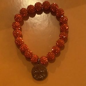 Rustic Cuff Shamballa Beaded Bracelet Orange